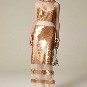 J. Crew Collection NWT Sequin Panel midi Evening Dress in Gold, 00